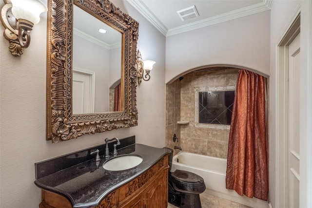 6809 Beckworth Ln, Plano, TX 75024 - bathroom with vanity, ornamental molding, and washtub / shower combination
