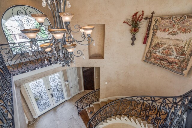 6809 Beckworth Ln, Plano, TX 75024 - entrance foyer with stairs and a towering ceiling