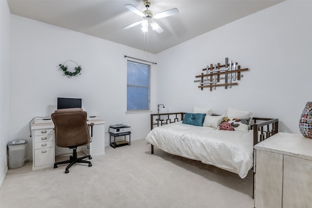 bedroom with carpet and ceiling fan