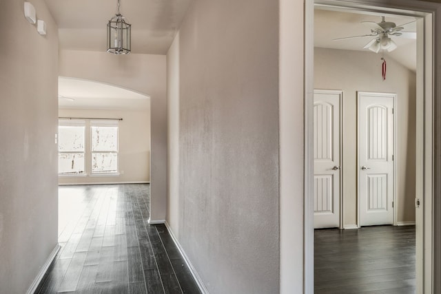 hall featuring dark hardwood / wood-style flooring