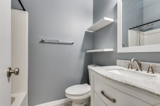 full bathroom featuring vanity, toilet, and tub / shower combination