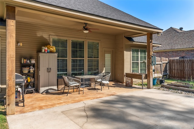 view of patio / terrace with a grill and ceiling fan