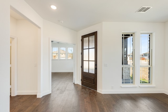 entrance foyer featuring dark hardwood / wood-style flooring