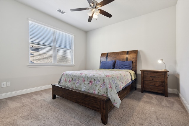 bedroom featuring carpet and ceiling fan