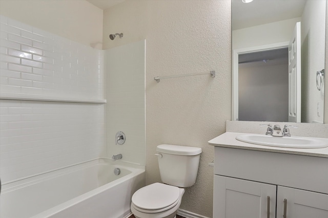 full bathroom with vanity, shower / washtub combination, and toilet