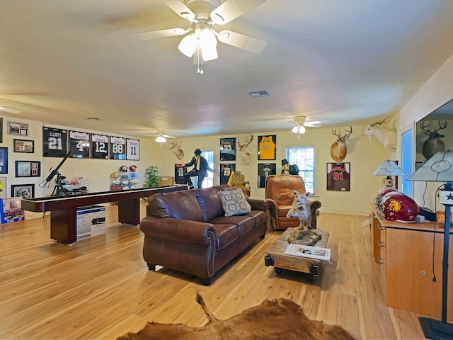 living room featuring light wood-type flooring