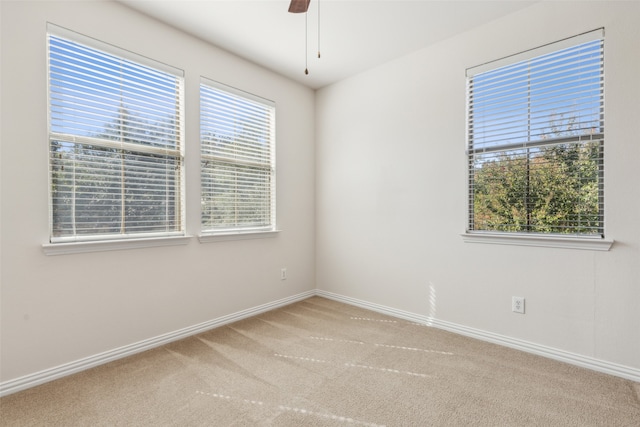 spare room featuring carpet flooring and plenty of natural light