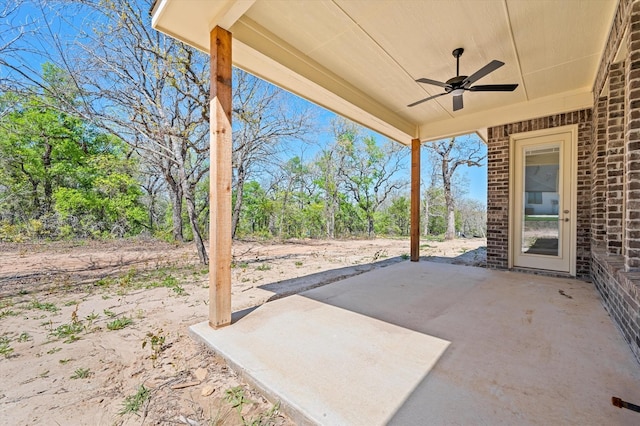 view of patio with ceiling fan