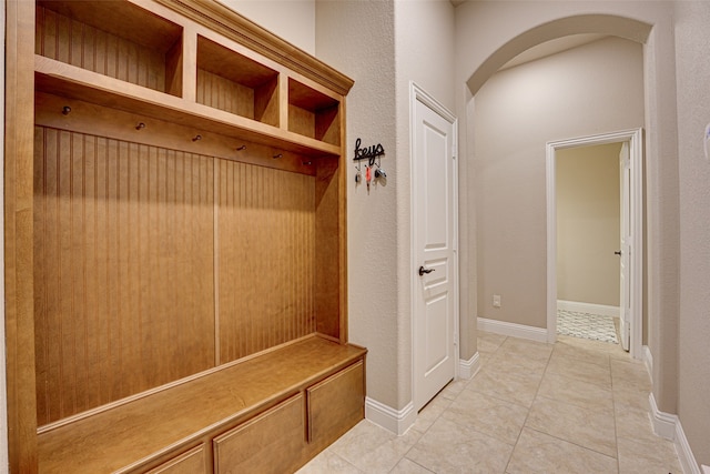 mudroom featuring light tile patterned floors