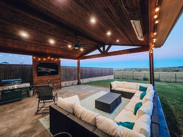 view of patio / terrace with outdoor lounge area and ceiling fan