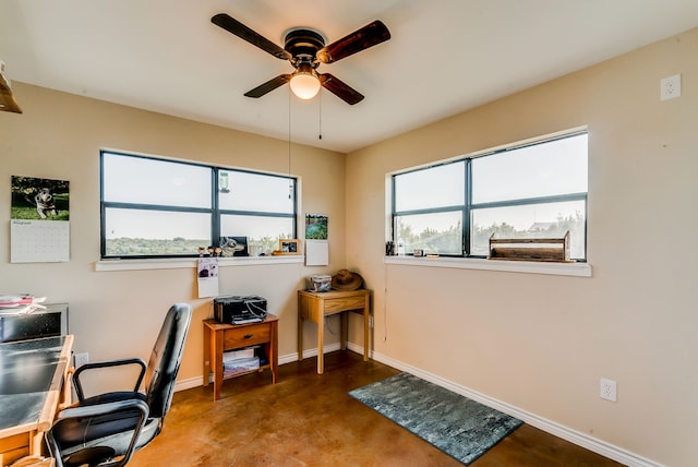 565 Turkey Ridge Rd, Stephenville, TX 76401 - office featuring concrete floors, a ceiling fan, and baseboards