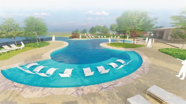 view of swimming pool featuring a patio