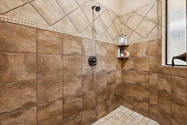 interior space featuring a tile shower