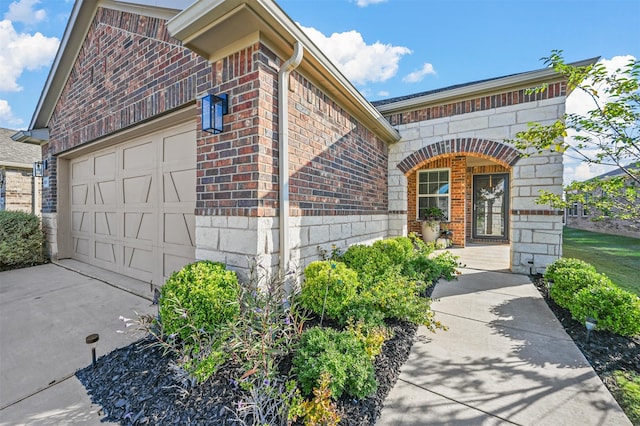 exterior space with a garage