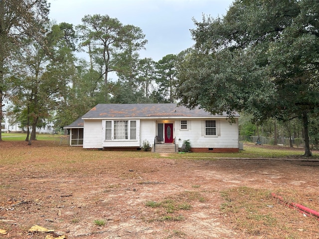 view of single story home