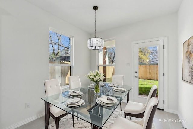 dining room with an inviting chandelier