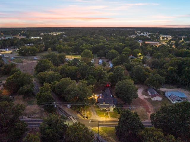 view of aerial view at dusk