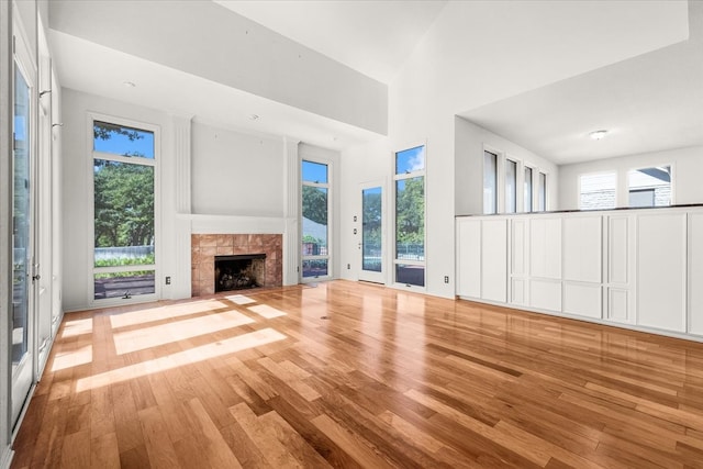 spare room with light hardwood / wood-style flooring, a wealth of natural light, and ceiling fan