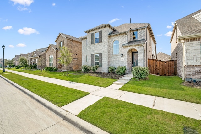 view of front of property featuring a front lawn