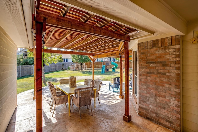 view of patio / terrace with a playground