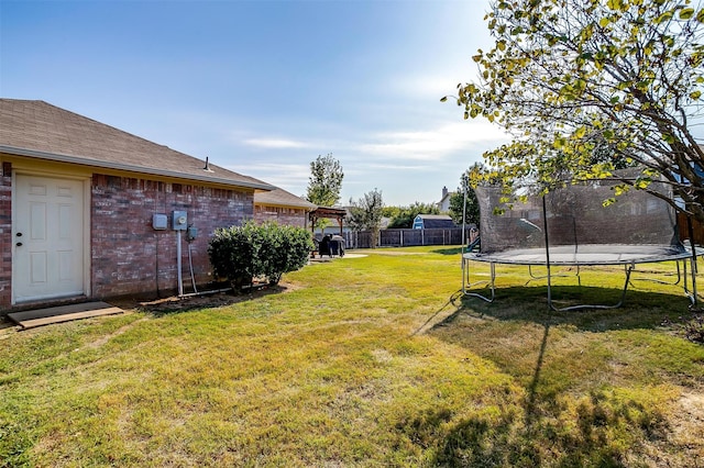 view of yard with a trampoline