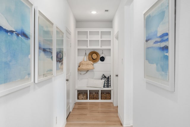 mudroom featuring light hardwood / wood-style flooring