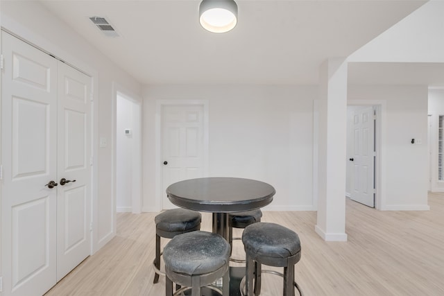 dining area featuring light hardwood / wood-style floors