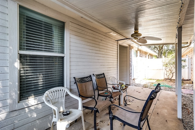 view of patio with ceiling fan