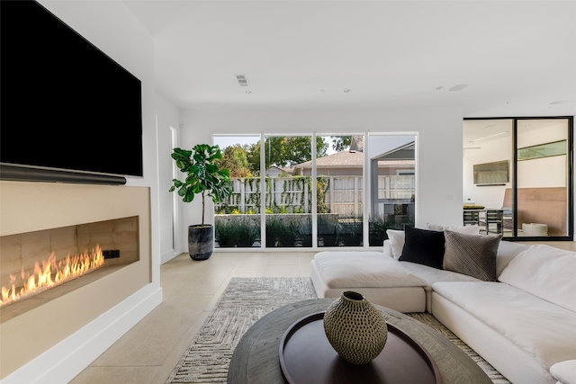 view of tiled living room