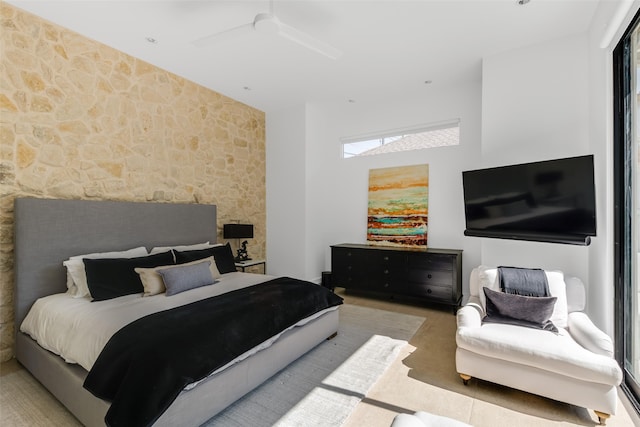 bedroom featuring ceiling fan