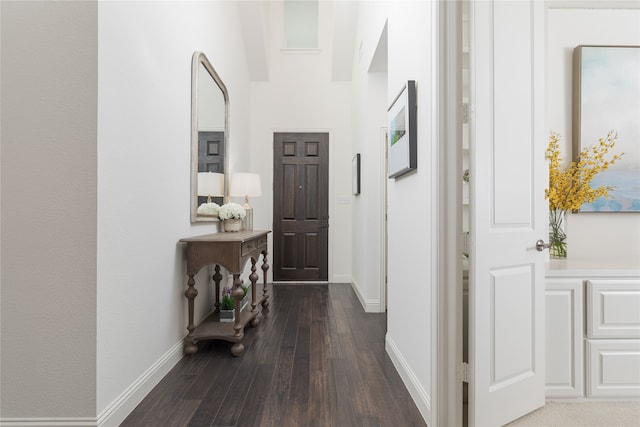 hall featuring dark hardwood / wood-style floors