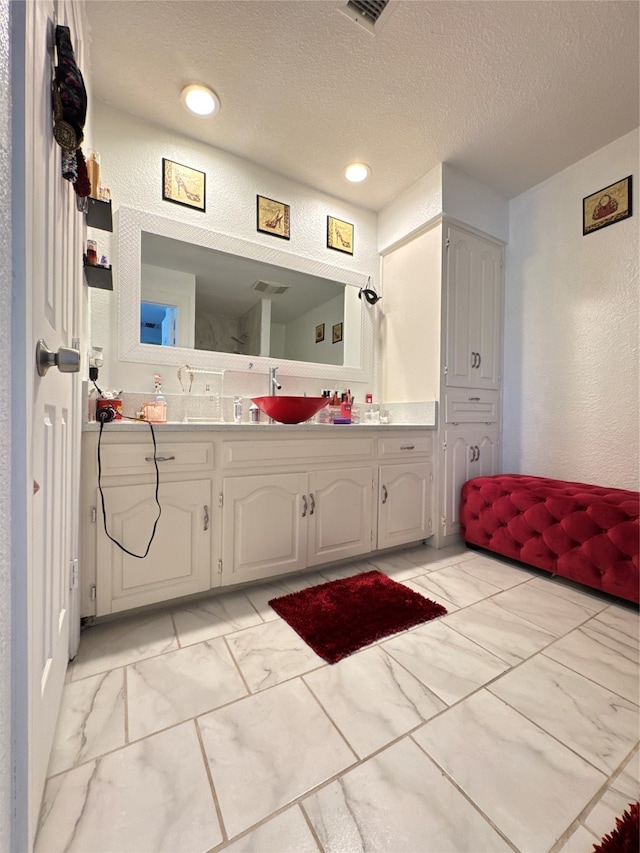 bathroom featuring vanity and a textured ceiling