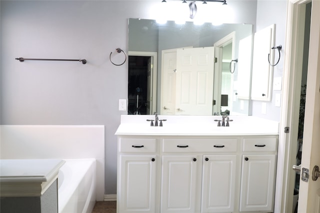 bathroom featuring vanity and a bathing tub