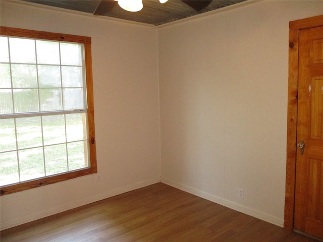 unfurnished room featuring wood-type flooring