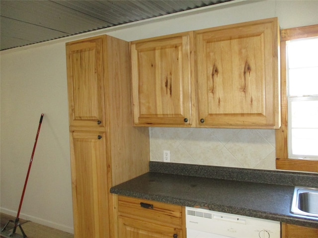 kitchen featuring dishwasher and decorative backsplash