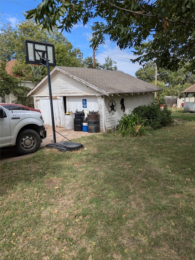 view of home's exterior with a lawn