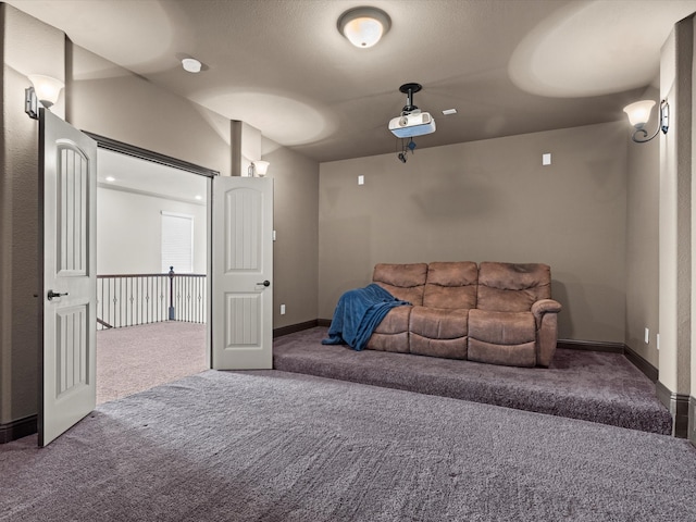 view of carpeted home theater room