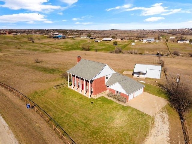 drone / aerial view featuring a rural view