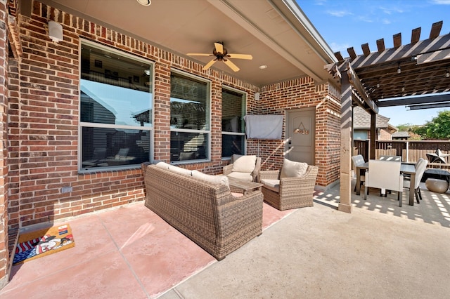 view of patio featuring ceiling fan