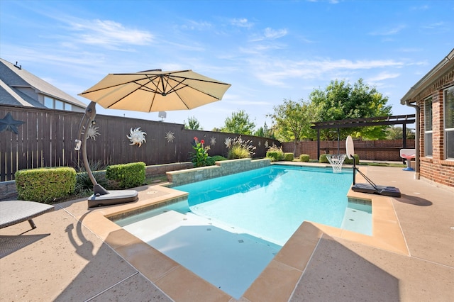 view of swimming pool with a patio