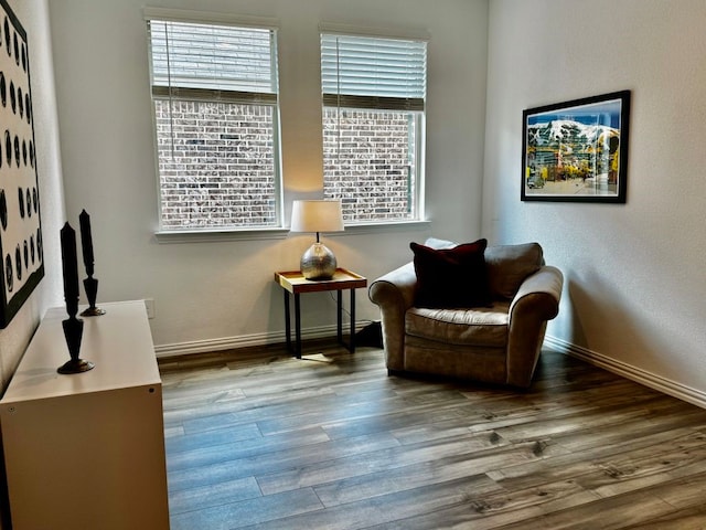 living area with light hardwood / wood-style floors