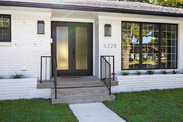 property entrance with french doors