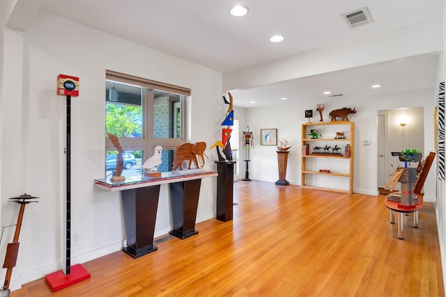 interior space with light hardwood / wood-style flooring