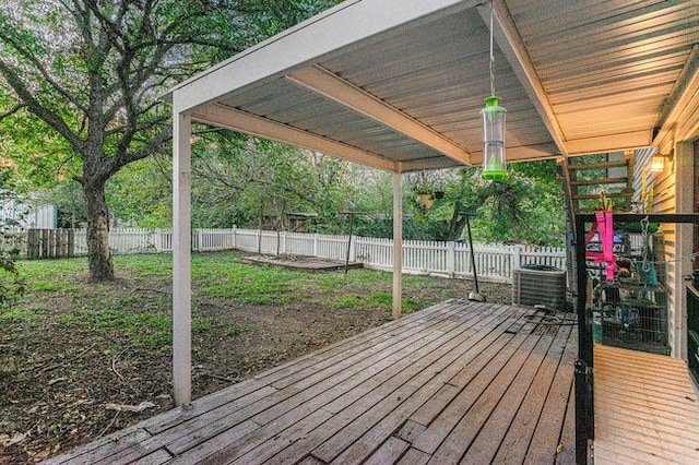 wooden deck featuring central AC