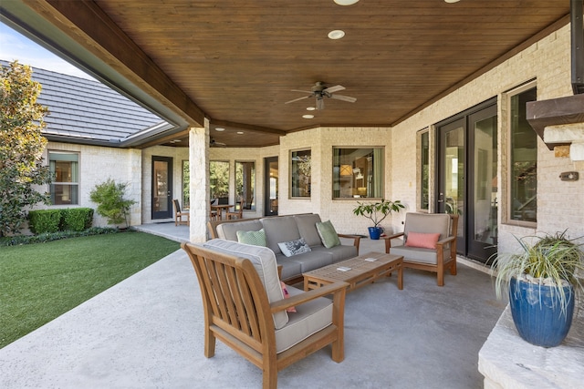 view of patio / terrace with outdoor lounge area and ceiling fan