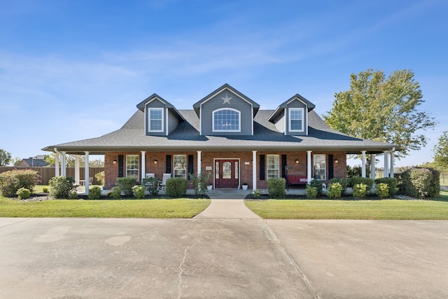 view of front of house featuring a front yard and a porch