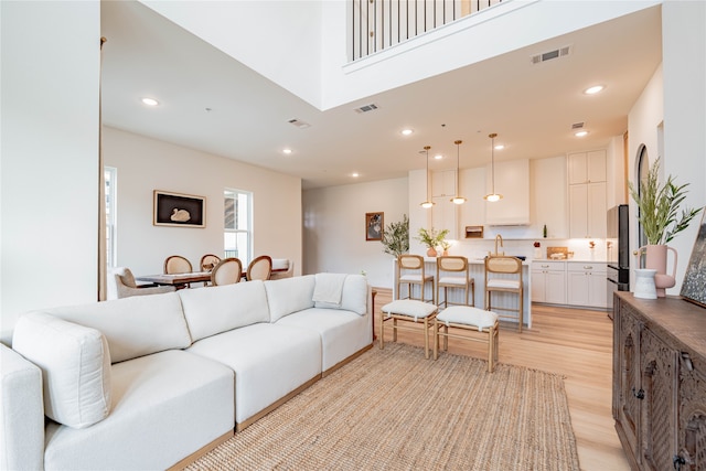 living room featuring light hardwood / wood-style floors