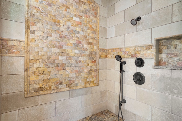 interior space with tiled shower