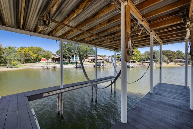 view of dock featuring a water view