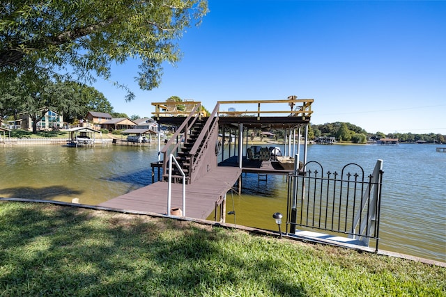 view of dock featuring a water view